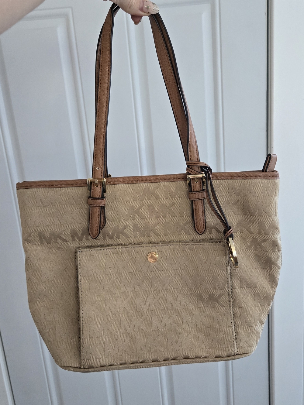 Michael Kors Tan and Beige Signature Tote